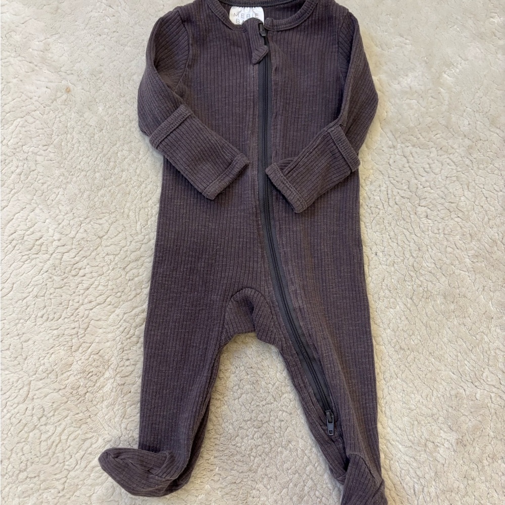 Gray Kids Footie Pajamas with Hand Cuffs 0-3